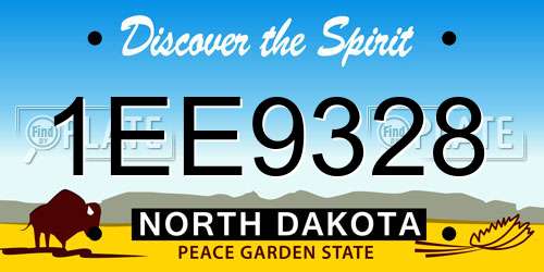 1EE9328 North Dakota License Plate