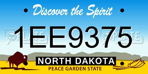 1EE9375 North Dakota License Plate