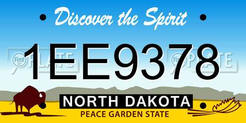 1EE9378 North Dakota License Plate
