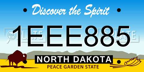 1EEE885 North Dakota License Plate