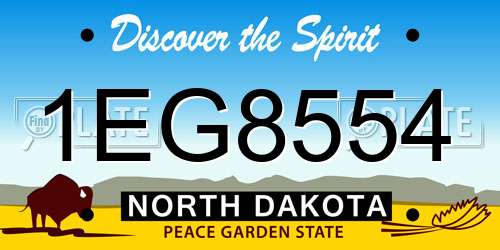 1EG8554 North Dakota License Plate