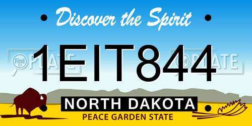 1EIT844 North Dakota License Plate