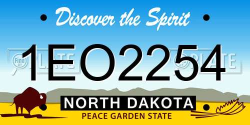 1EO2254 North Dakota License Plate