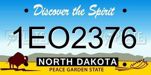 1EO2376 North Dakota License Plate