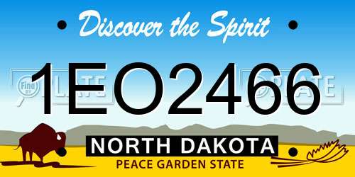 1EO2466 North Dakota License Plate