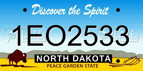1EO2533 North Dakota License Plate