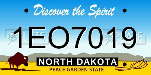 1EO7019 North Dakota License Plate