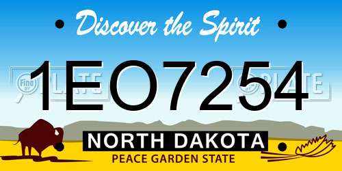1EO7254 North Dakota License Plate