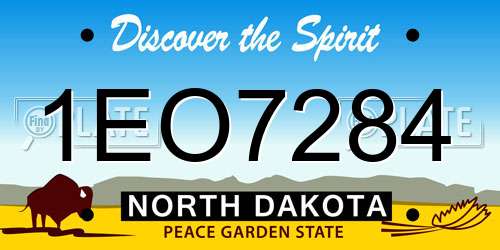 1EO7284 North Dakota License Plate