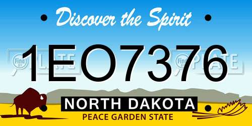 1EO7376 North Dakota License Plate