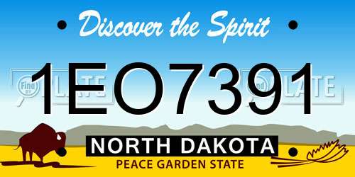 1EO7391 North Dakota License Plate