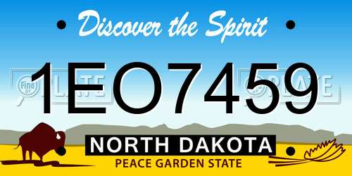 1EO7459 North Dakota License Plate