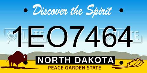 1EO7464 North Dakota License Plate