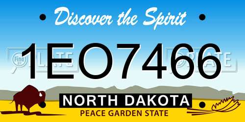 1EO7466 North Dakota License Plate