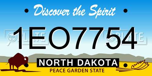 1EO7754 North Dakota License Plate