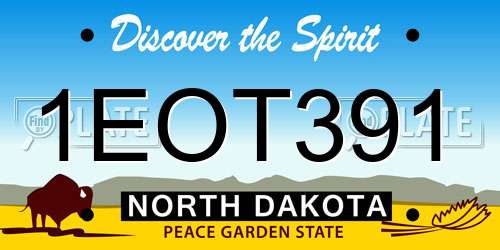 1EOT391 North Dakota License Plate