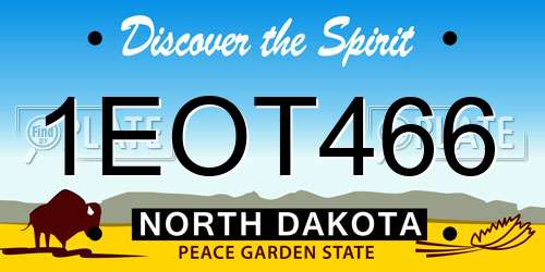 1EOT466 North Dakota License Plate