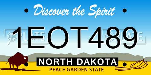 1EOT489 North Dakota License Plate