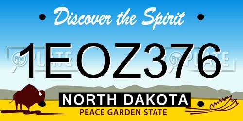 1EOZ376 North Dakota License Plate