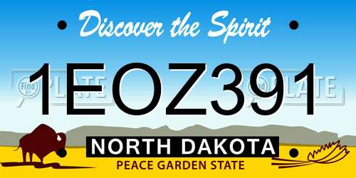 1EOZ391 North Dakota License Plate