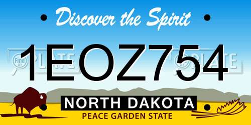 1EOZ754 North Dakota License Plate