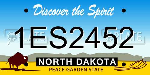 1ES2452 North Dakota License Plate