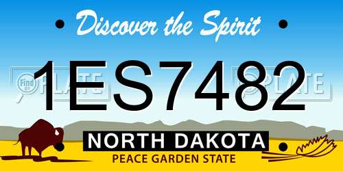 1ES7482 North Dakota License Plate