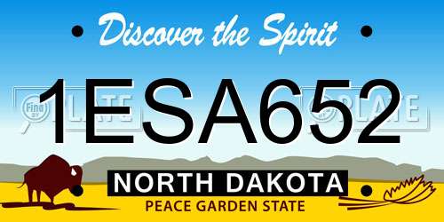 1ESA652 North Dakota License Plate