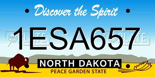 1ESA657 North Dakota License Plate