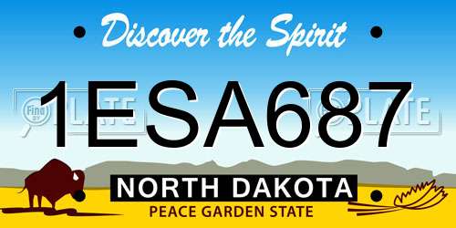1ESA687 North Dakota License Plate