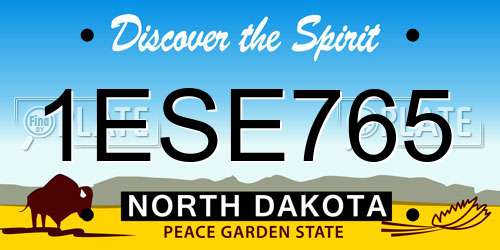 1ESE765 North Dakota License Plate
