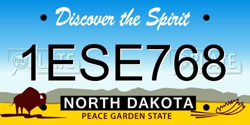 1ESE768 North Dakota License Plate