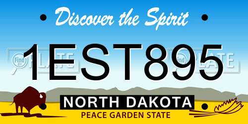 1EST895 North Dakota License Plate