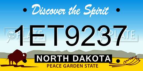 1ET9237 North Dakota License Plate