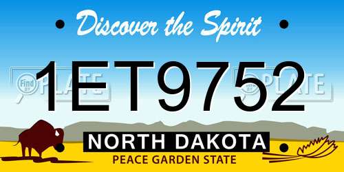 1ET9752 North Dakota License Plate