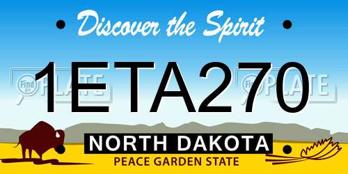 1ETA270 North Dakota License Plate