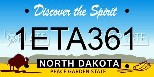 1ETA361 North Dakota License Plate