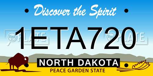 1ETA720 North Dakota License Plate