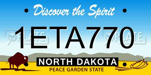 1ETA770 North Dakota License Plate