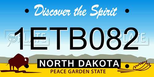 1ETB082 North Dakota License Plate