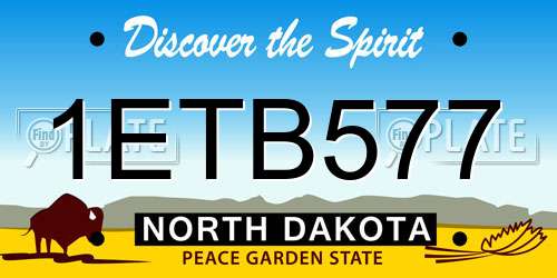 1ETB577 North Dakota License Plate