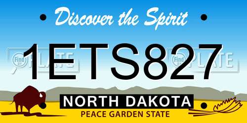1ETS827 North Dakota License Plate