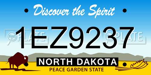 1EZ9237 North Dakota License Plate