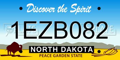 1EZB082 North Dakota License Plate