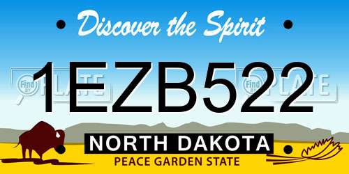 1EZB522 North Dakota License Plate