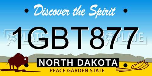 1GBT877 North Dakota License Plate