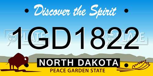 1GD1822 North Dakota License Plate