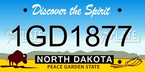 1GD1877 North Dakota License Plate
