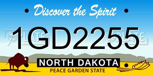 1GD2255 North Dakota License Plate