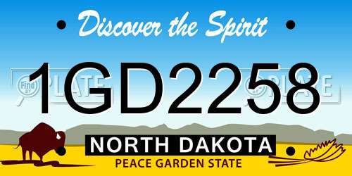 1GD2258 North Dakota License Plate